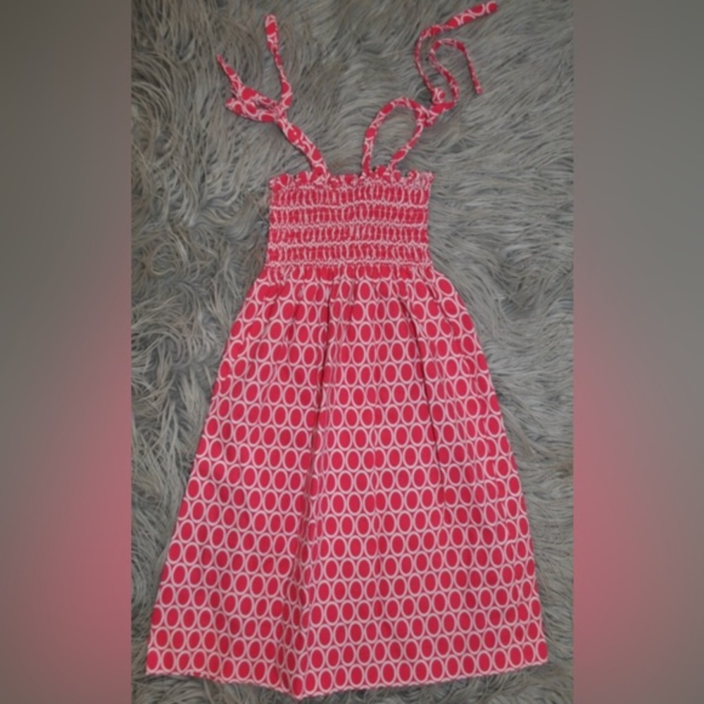 LITTLE ENGLISH Pink & White Smocked Strappy Sundress size 6 Excellent